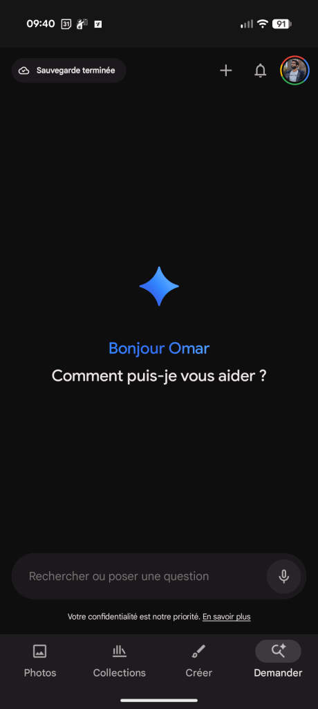 La recherche avec Gemini dans Google Photos // Source : Capture d'&eacute;cran Frandroid