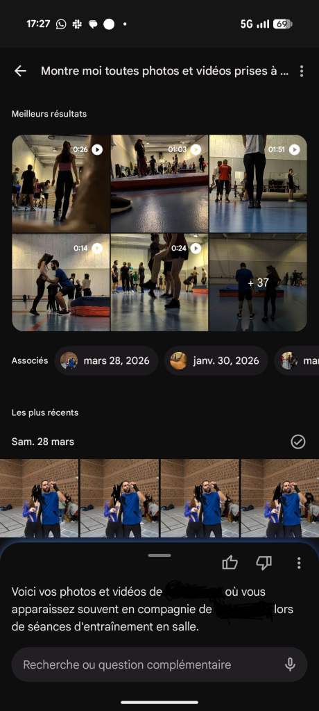 Recherche avec Gemini concernant un lieu dans Google Photos. // Source : Capture d'&eacute;cran Frandroid