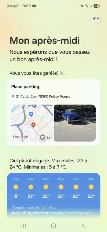 Retrouver sa voiture Samsung Now Brief