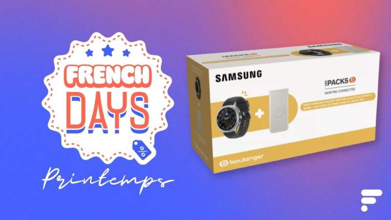 Pour les French Days 2026, le pack avec une Samsung Galaxy Watch 8 Classic et une batterie externe 10 000 mAh est bradé à -130&nbsp;€