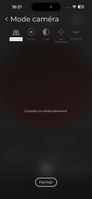 Vaonis Hestia - test - 7 Les différents modes de caméra