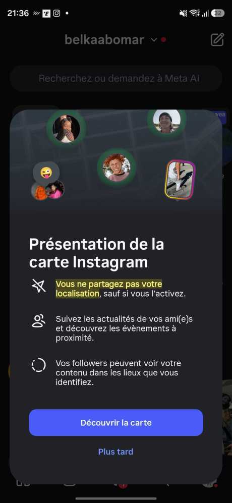 Carte Instagram // Source : Capture d'&eacute;cran Frandroid