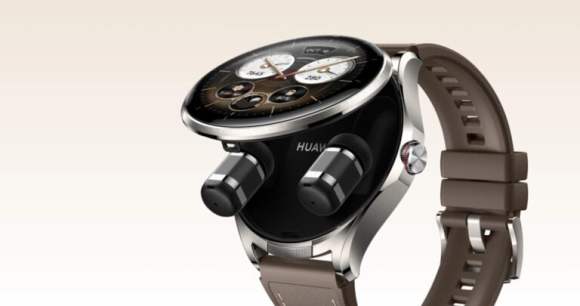 La montre connectée Huawei Watch Buds 2, qui fait aussi office de boîtier d'écouteurs sans fil.