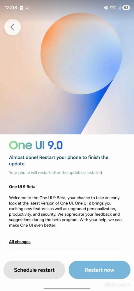 Installation de la b&ecirc;ta de Samsung One UI 9 // Source : Android Authority