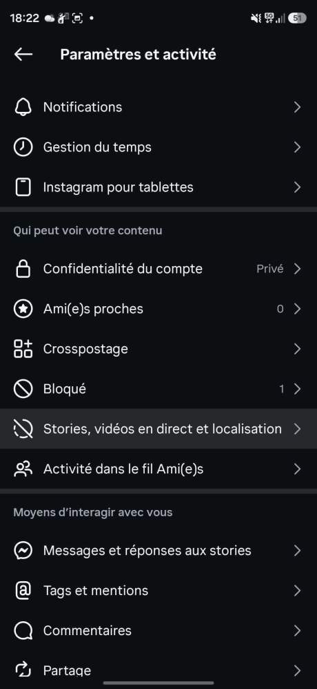 Acc&eacute;der &agrave; l'option Carte Instagram // Source : Capture d'&eacute;cran Frandroid
