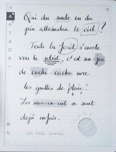 Le document en N&B sur la tablette