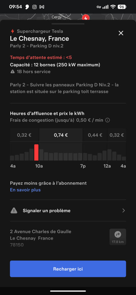 Tarifs Superchargeurs // Source : Capture d'&eacute;cran Frandroid