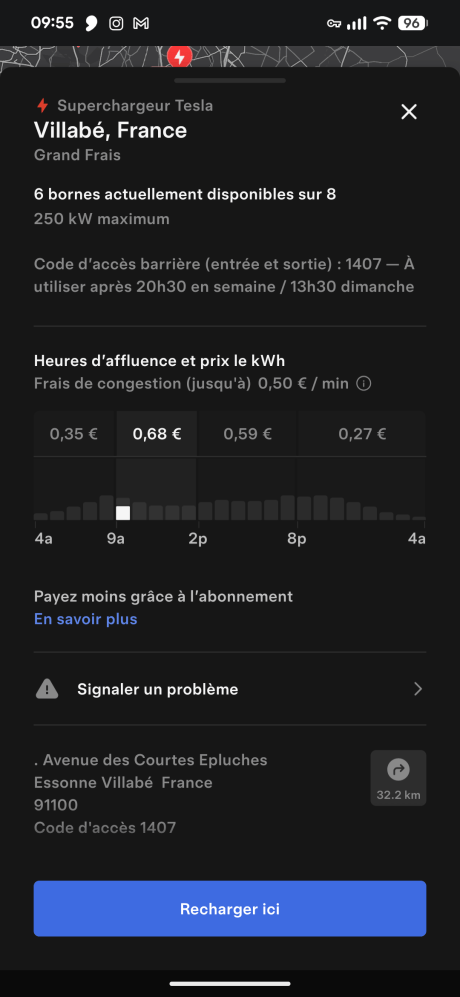 Tarifs Superchargeurs // Source : Capture d'&eacute;cran Frandroid