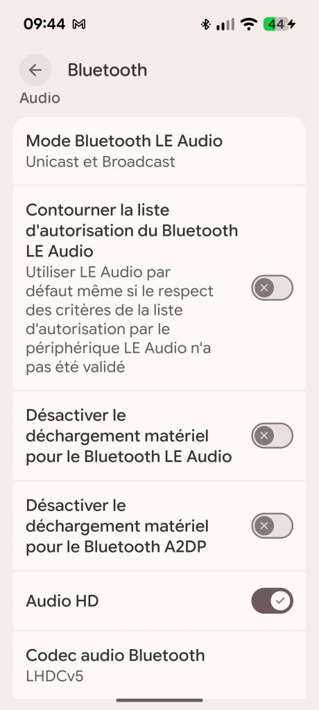 Option Audio LHDC sous Android 17 // Source : Sylvain Pichot - Frandroid