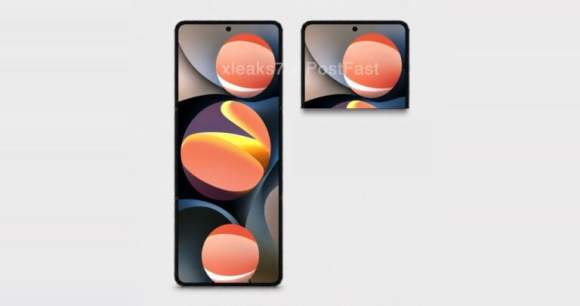 Rendu basé sur un brevet Huawei d'un nouveau format de smartphone pliable. // Source : PostFast et xleaks7