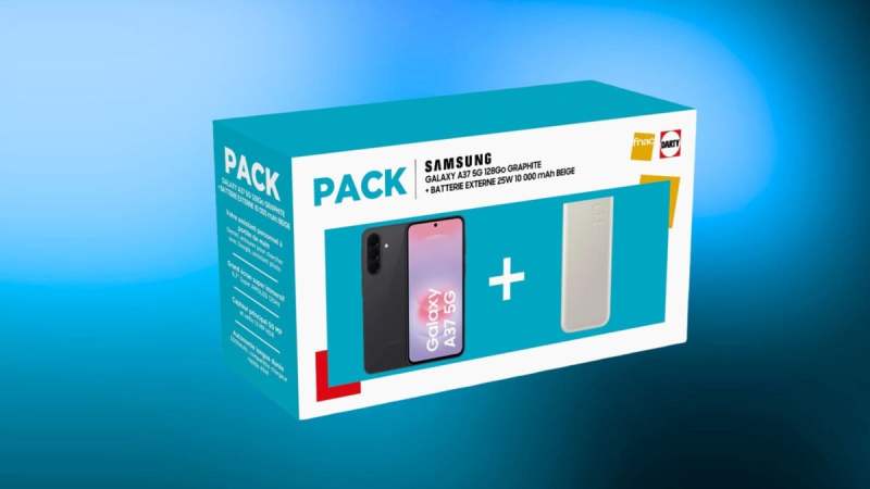 Ce pack avec le Samsung Galaxy A37 5G et une batterie externe de 10 000 mAh mise sur l&rsquo;autonomie et l&rsquo;accessibilité avec 102&nbsp;€ de réduction