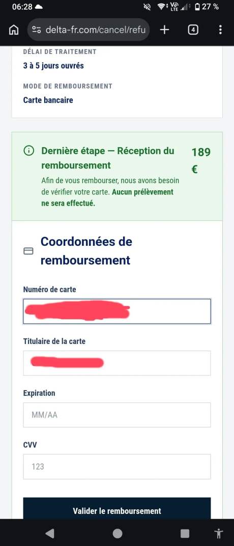 L'arnaque se faisant passer pour un mail légitime du programme Delta Sky Club. // Source : Signal Arnaques