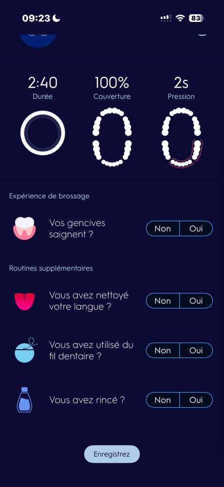 Questionnaire à la fin du brossage