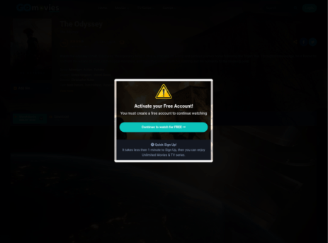 Alerte vous incitant à créer un compte sur un site frauduleux pour regarder L'Odyssée. // Source : Kaspersky