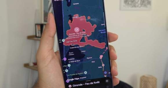 L'évolution en temps réel de l'incendie en Gironde sur Google Maps // Source : Omar Belkaab - Frandroid L'évolution en temps réel de l'incendie en Gironde sur Google Maps // Source : Omar Belkaab - Frandroid