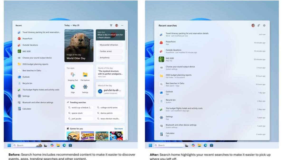 Microsoft nettoie la recherche de Windows 11 : moins de pub et la priorité à vos fichiers locaux
