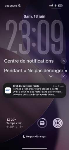 Notification : alerte batterie faible