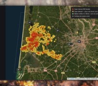 Suivi des incendies en Gironde en temps réel sur RecordPy // Source : Capture d'écran et montage Frandroid