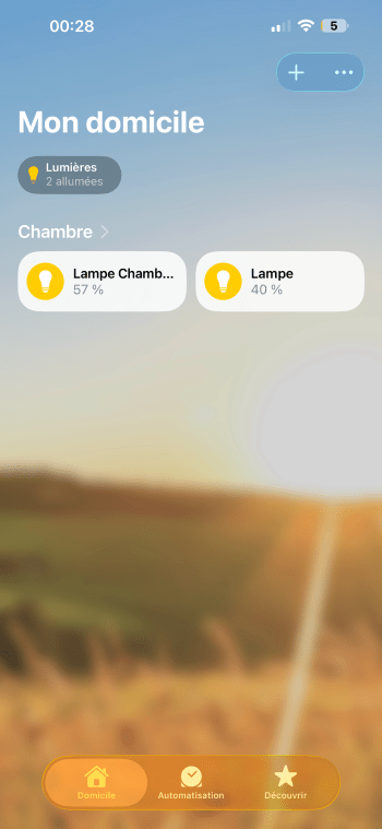 Les ampoules Govee sur l'application Maison d'Apple. // Source : Noémie Koskas pour Frandroid
