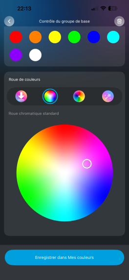 Comme chez Philips Hue, Govee propose une grande roue de couleurs. // Source : Noémie Koskas pour Frandroid