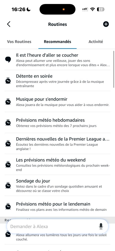 Listes routines