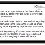 Google ne reste plus discret face aux problèmes 3G du Nexus One