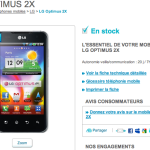 Le LG Optimus 2X est en vente chez Bouygues Telecom