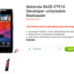 Motorola annonce le RAZR Developer Edition avec bootloader déverrouillé