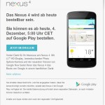 Le Nexus 4 disponible à 17h sur le Play Store en Allemagne