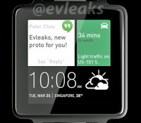Vue d'artiste de la possible première montre connectée de HTC (source @evleaks)