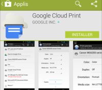Aperçu de l&rsquo;application Cloud Print sur Android