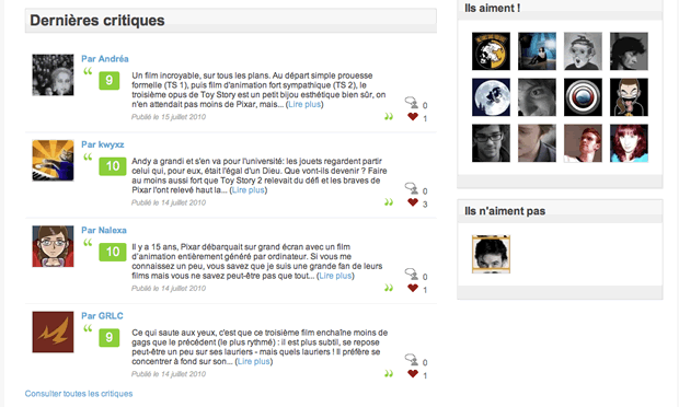 senscritique2 ... Puis les critiques de mes "éclaireurs"