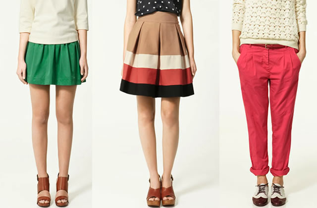 zara trf collection Mini-jupe 29.95€ - Jupe à rayures 29.95€ - Pantalon chino 27.95€