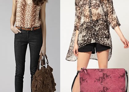 peau-serpents-vetements tunique en soie Gérard Darel 140€ - chemise en mousseline Vero Moda 35,90€ via asos - pochette Zara 79,95€
