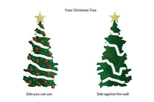 christmastree Ton arbre de Noël : le côté que tu vois / le côté contre le mur
