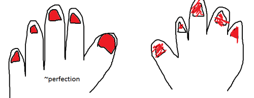 nails Main gauche = perfection. Main droite = ?
