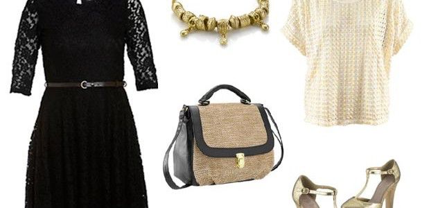 GetthelookDolce Robe Mela en dentelle noire New Look, 39€ - Bracelet Cairo Charms Accessorize 12,90€ - Sac imitation cuir et paille H&M, 19,95€ - Top en dentelle crochetée H&M, 24,95€ - Chaussures salomé Les 3 Suisses, 32€