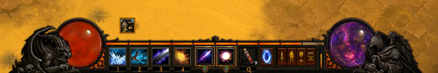 interface_diablo L'interface ultra-simple : les ressources (les sphères), les 6 compétences et les potions