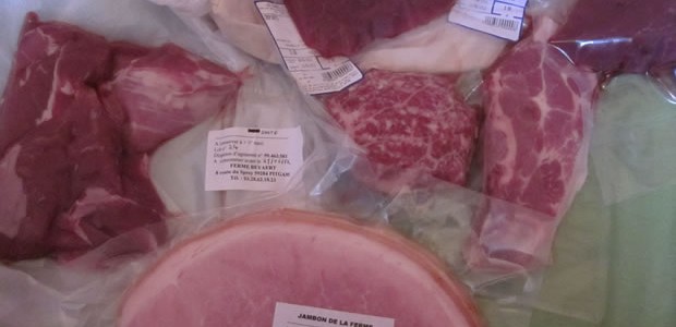 ruche2 mon butin de viande, comprenant un colis à 15€ + un sauté de porc + du jambon