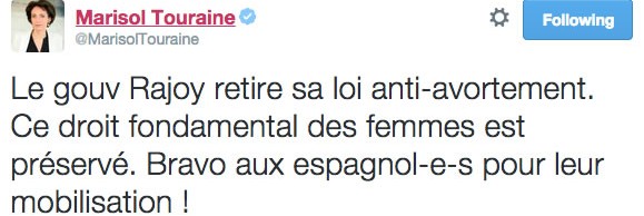 touraine-rajoy tweet Marisol Touraine ivg espagne