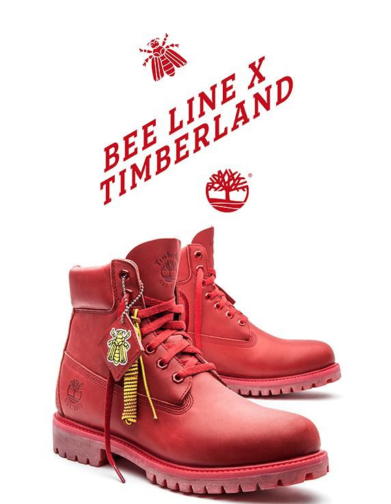 red and happy timberland colette