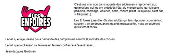 jeanjacques goldman communique jeanjacques goldman communique