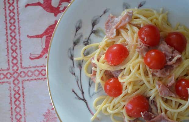 spaghettis jambon sec tomates