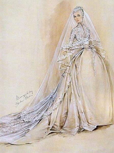 Grace Kelly's wedding dress drawing
