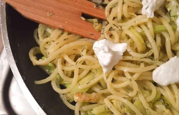 spaghettis courgette chèvre