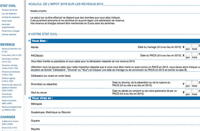 premiere declaration impots simulation