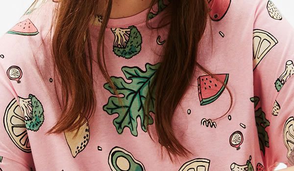 t-shirt-fruits-legumes-rose