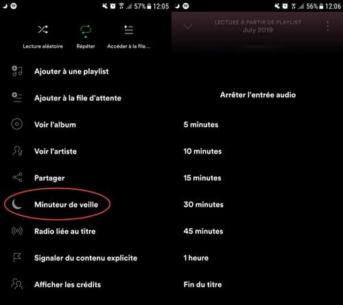 astuce spotify minuteur de veille