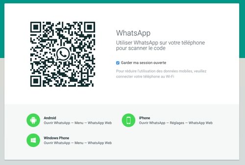 Écran pour utiliser WhatsApp sur ordinateur ou PC