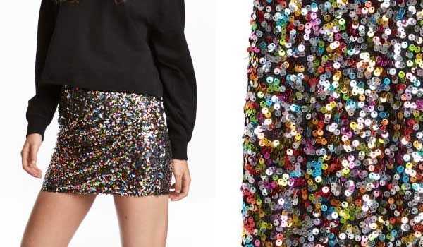 jupe sequins multicolore